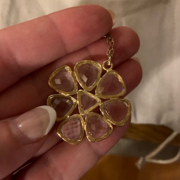 Anthropologie Gold Blooming Mosaic Necklace - Picture 2 of 5